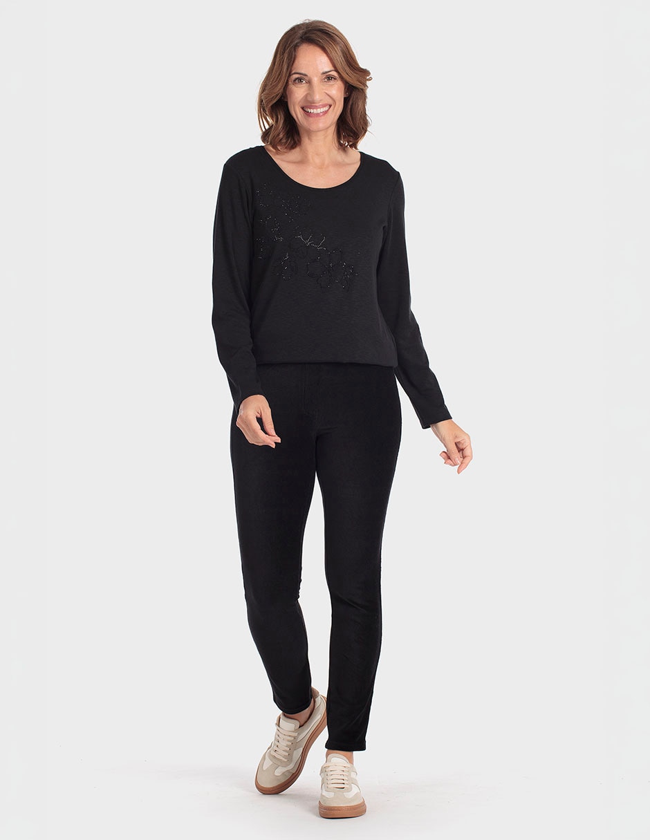 Playera manga larga cuello redondo para mujer 4