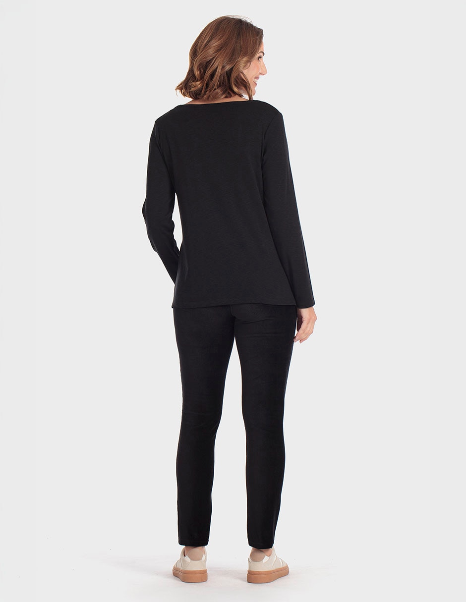 Playera manga larga cuello redondo para mujer 2