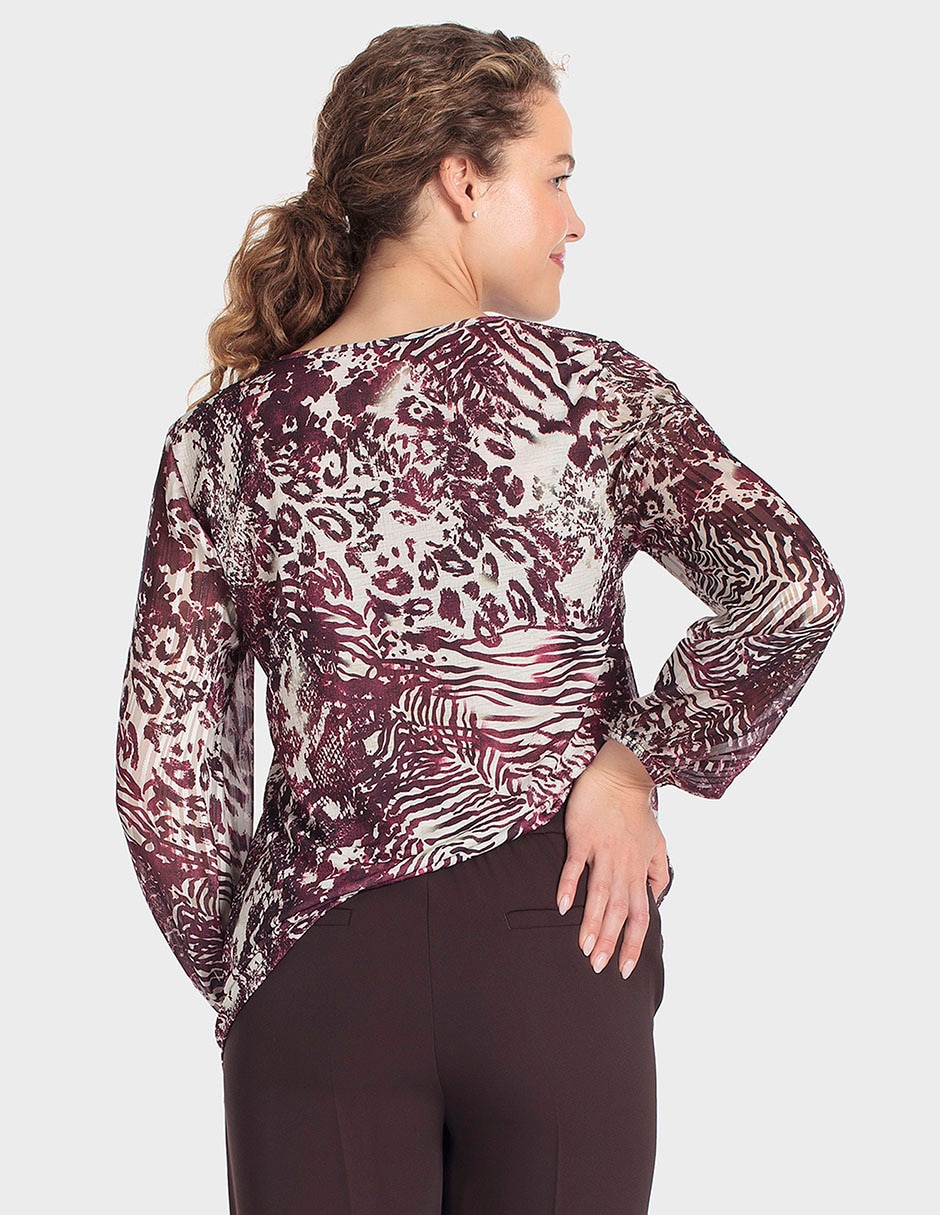 Playera manga larga cuello redondo para mujer 2
