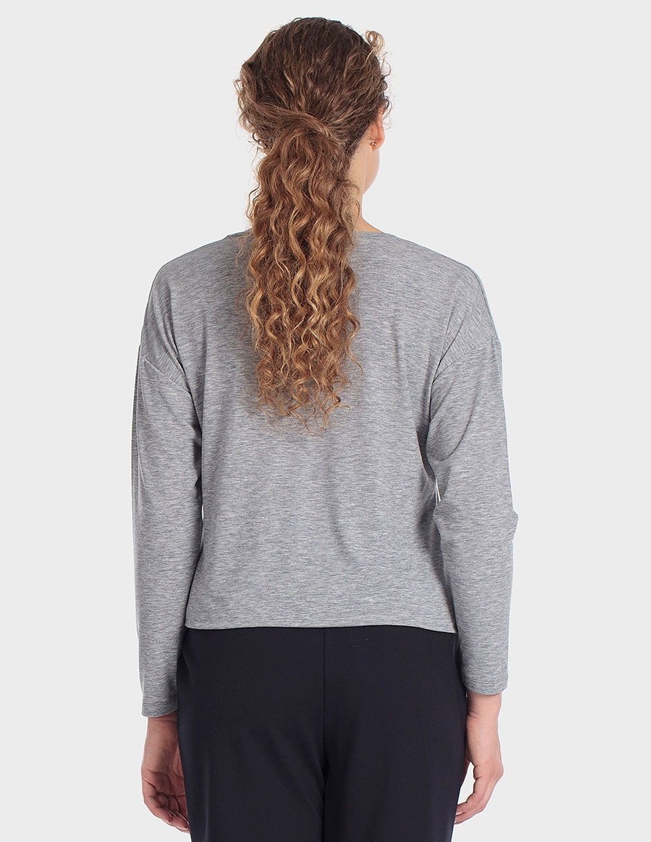 Playera manga larga cuello v para mujer 2