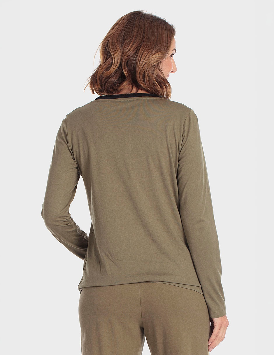Playera manga larga cuello redondo para mujer 3