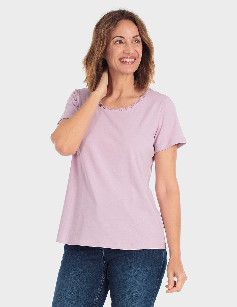 Playera manga corta cuello redondo para mujer Playera manga corta cuello redondo para mujer