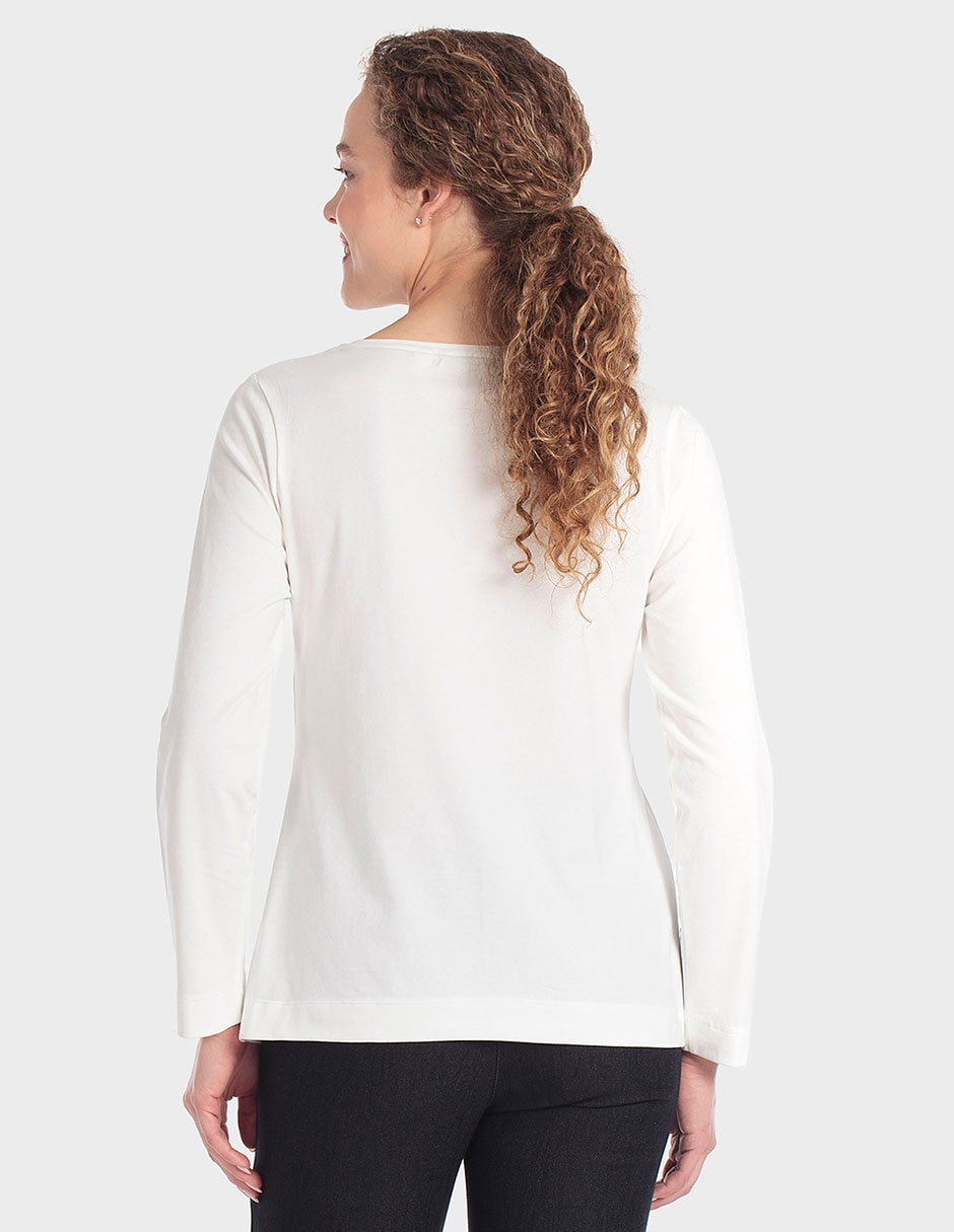 Playera manga larga cuello redondo para mujer 2