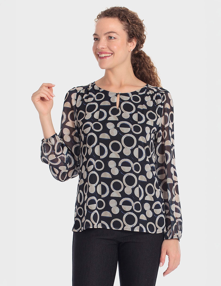 Playera manga larga cuello redondo para mujer Playera manga larga cuello redondo para mujer