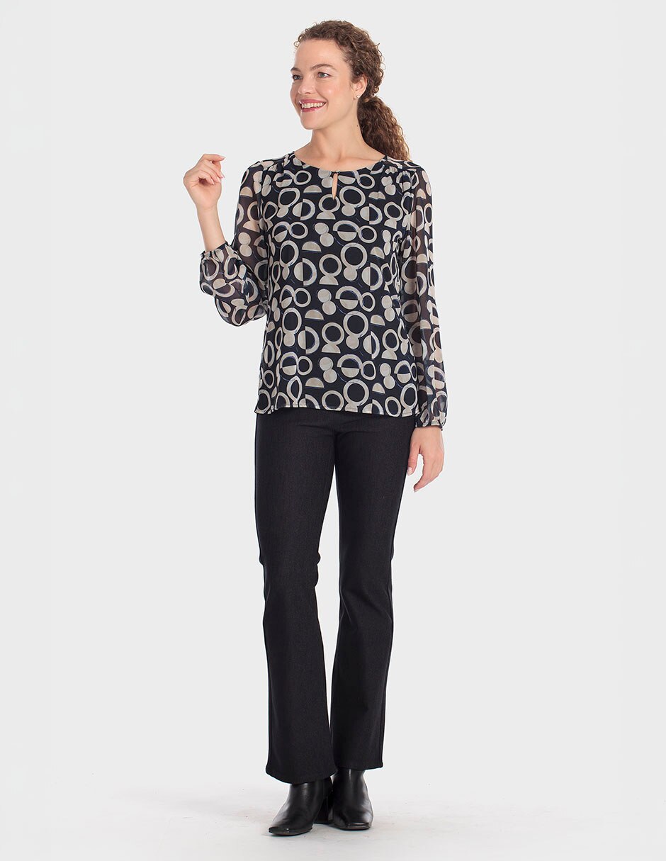 Playera manga larga cuello redondo para mujer 3