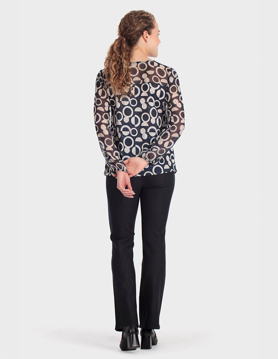 Playera manga larga cuello redondo para mujer 4
