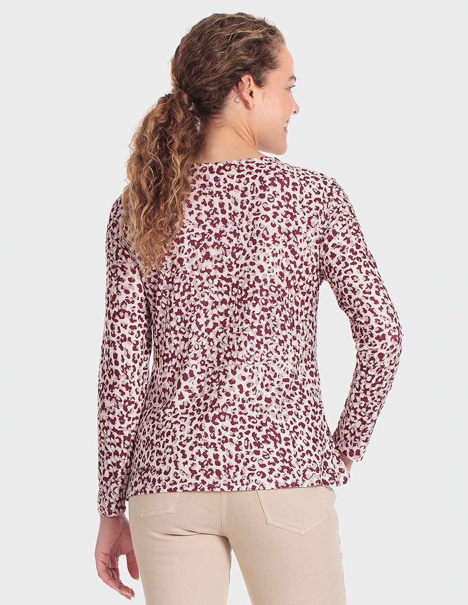 Playera manga larga cuello V para mujer 4