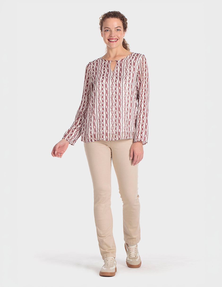 Playera manga larga cuello redondo para mujer 3