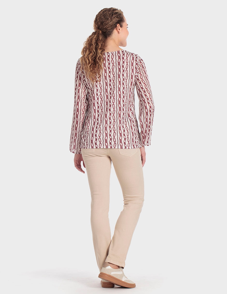 Playera manga larga cuello redondo para mujer 4