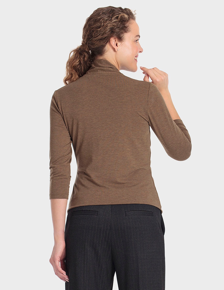 Playera manga larga cuello v para mujer 2