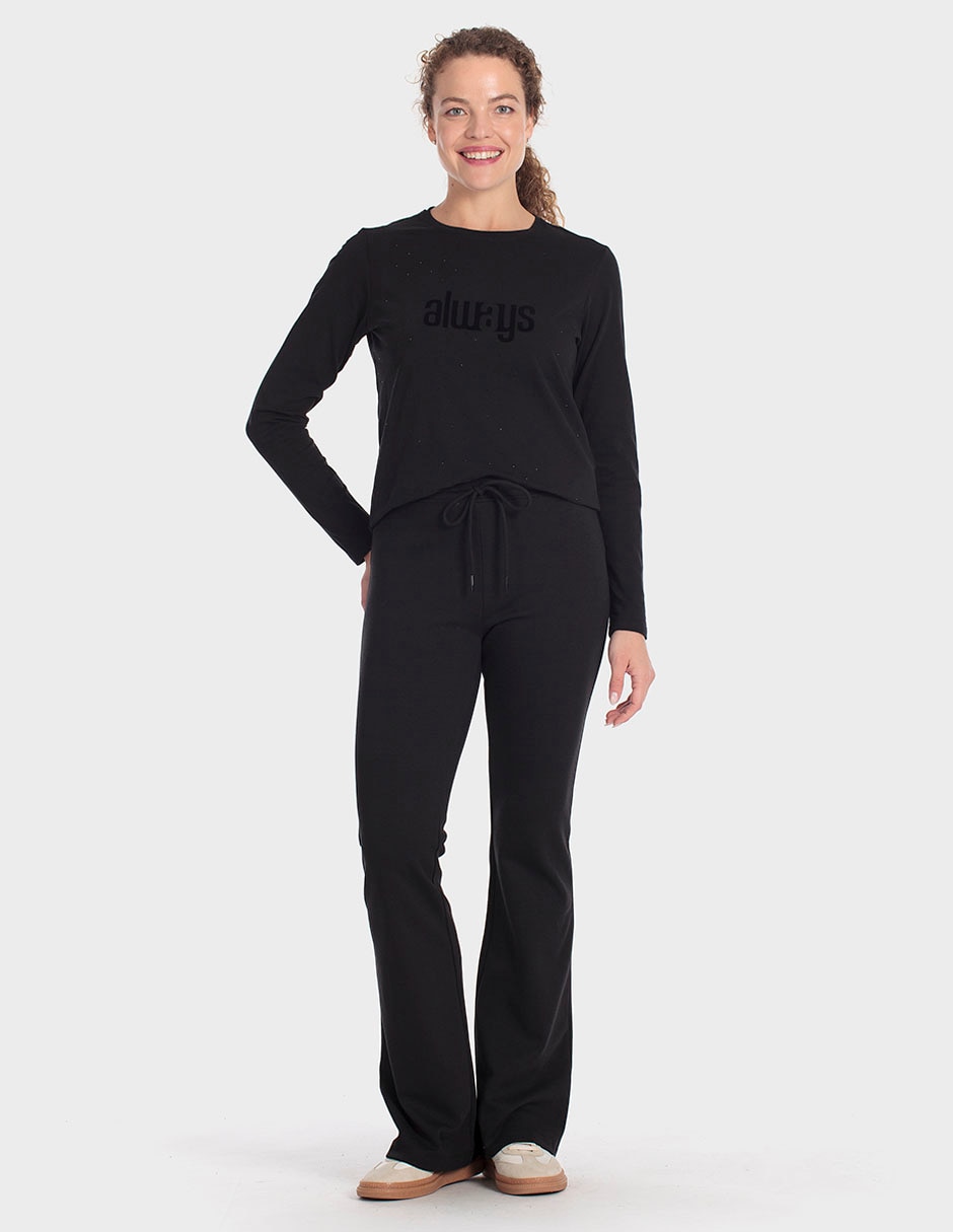 Playera manga larga cuello redondo para mujer 4