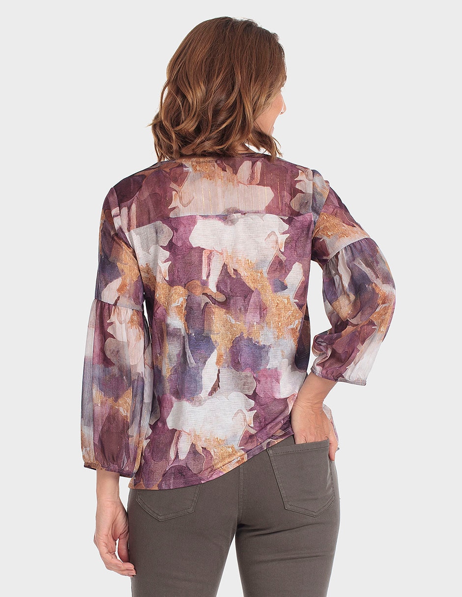 Playera manga3/4 cuello V para mujer 2