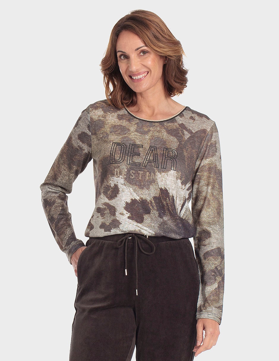 Playera manga larga cuello redondo para mujer Playera manga larga cuello redondo para mujer