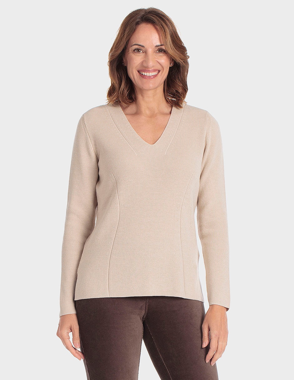 Suéter cuello V para mujer