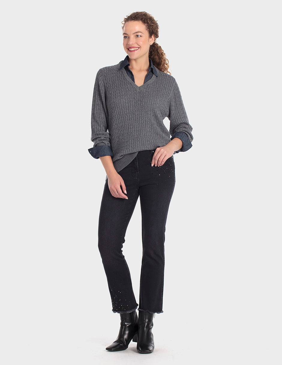 Suéter cuello V para mujer 3