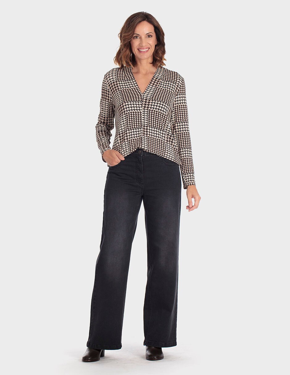 Playera manga larga cuello V para mujer 3