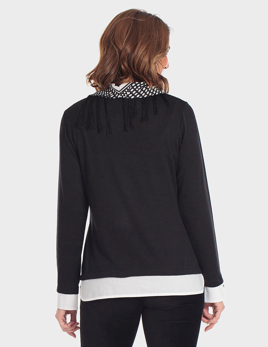 Playera manga larga cuello redondo para mujer 2