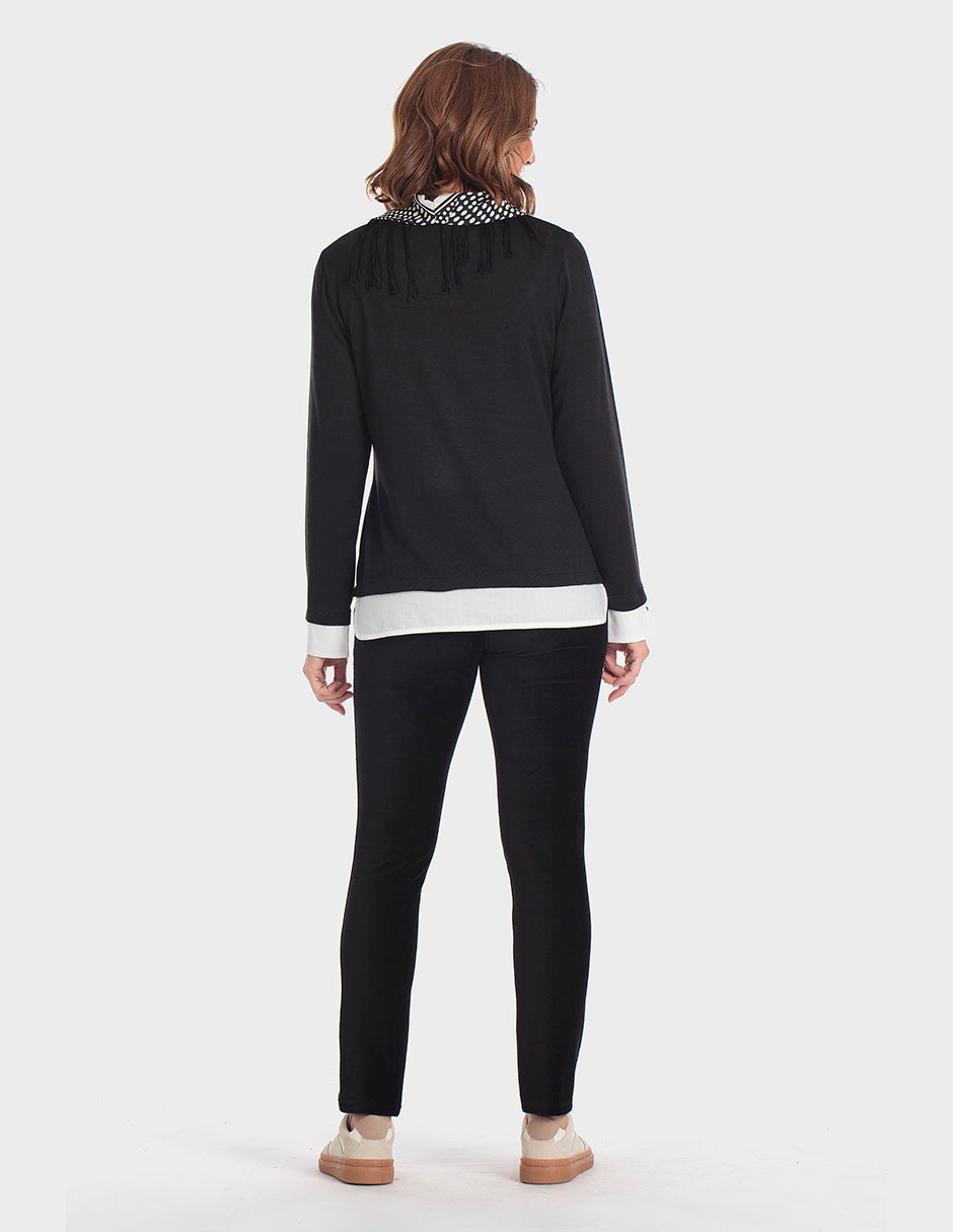 Playera manga larga cuello redondo para mujer 4