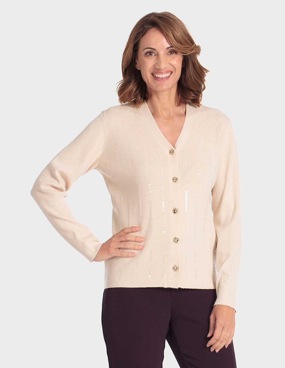Suéter cuello V para mujer
