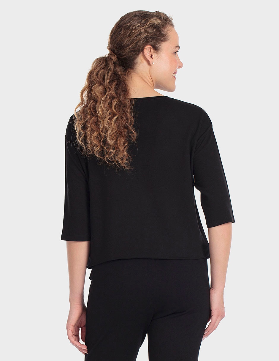 Playera manga 3/4 cuello redondo para mujer 2