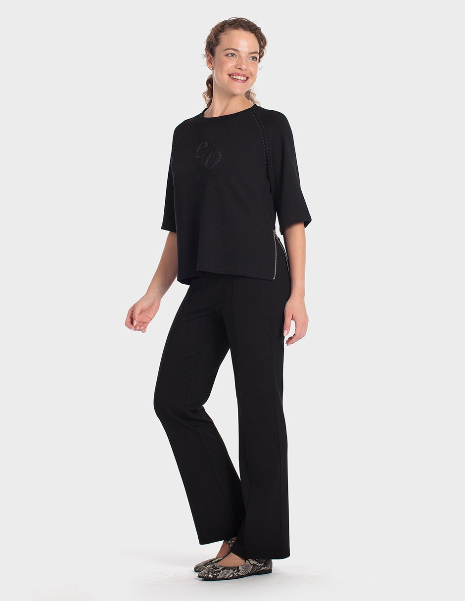 Playera manga 3/4 cuello redondo para mujer 3