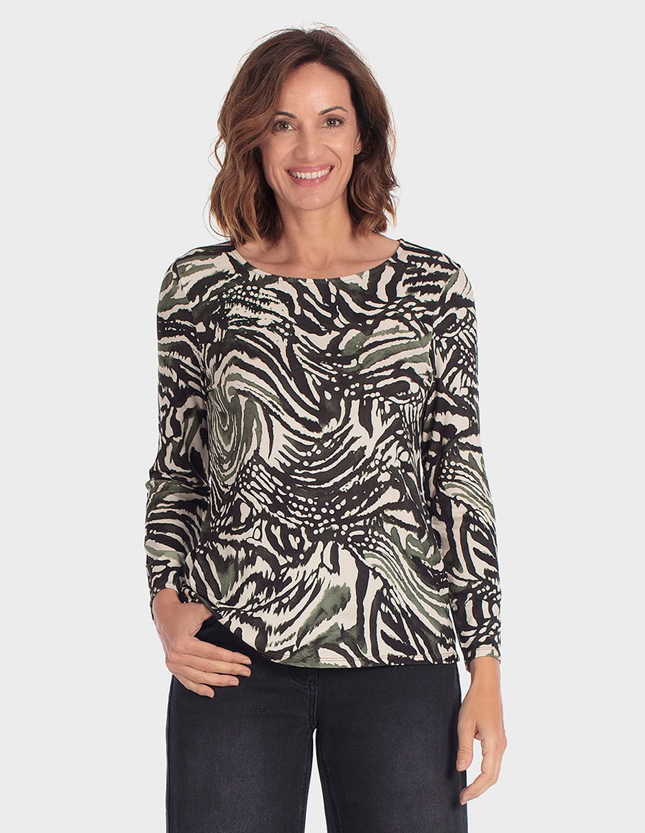 Playera manga larga cuello redondo para mujer Playera manga larga cuello redondo para mujer