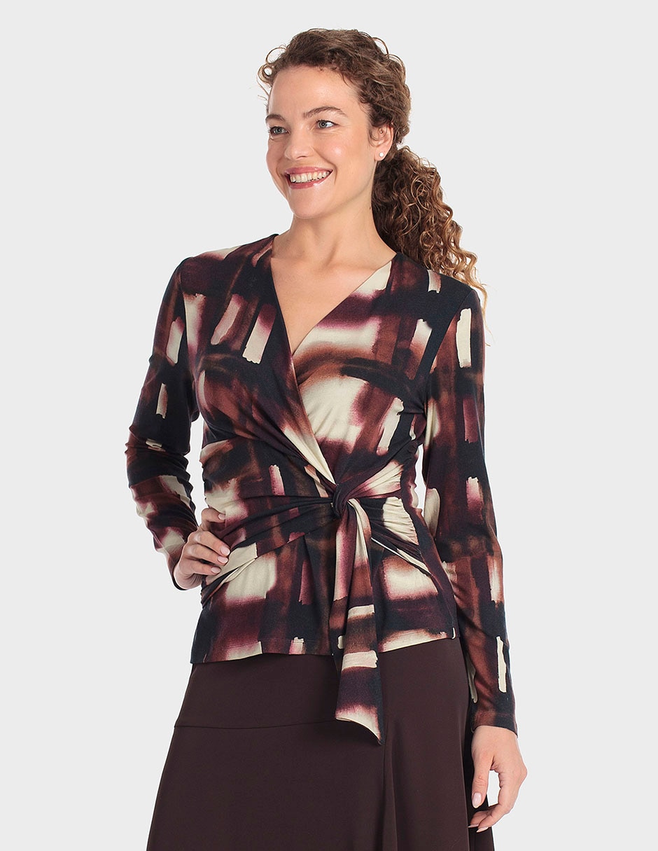Playera manga larga cuello V para mujer Playera manga larga cuello V para mujer