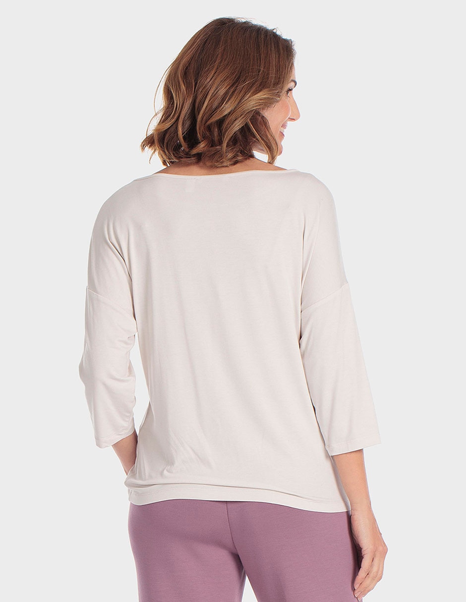 Playera manga larga cuello redondo para mujer 2