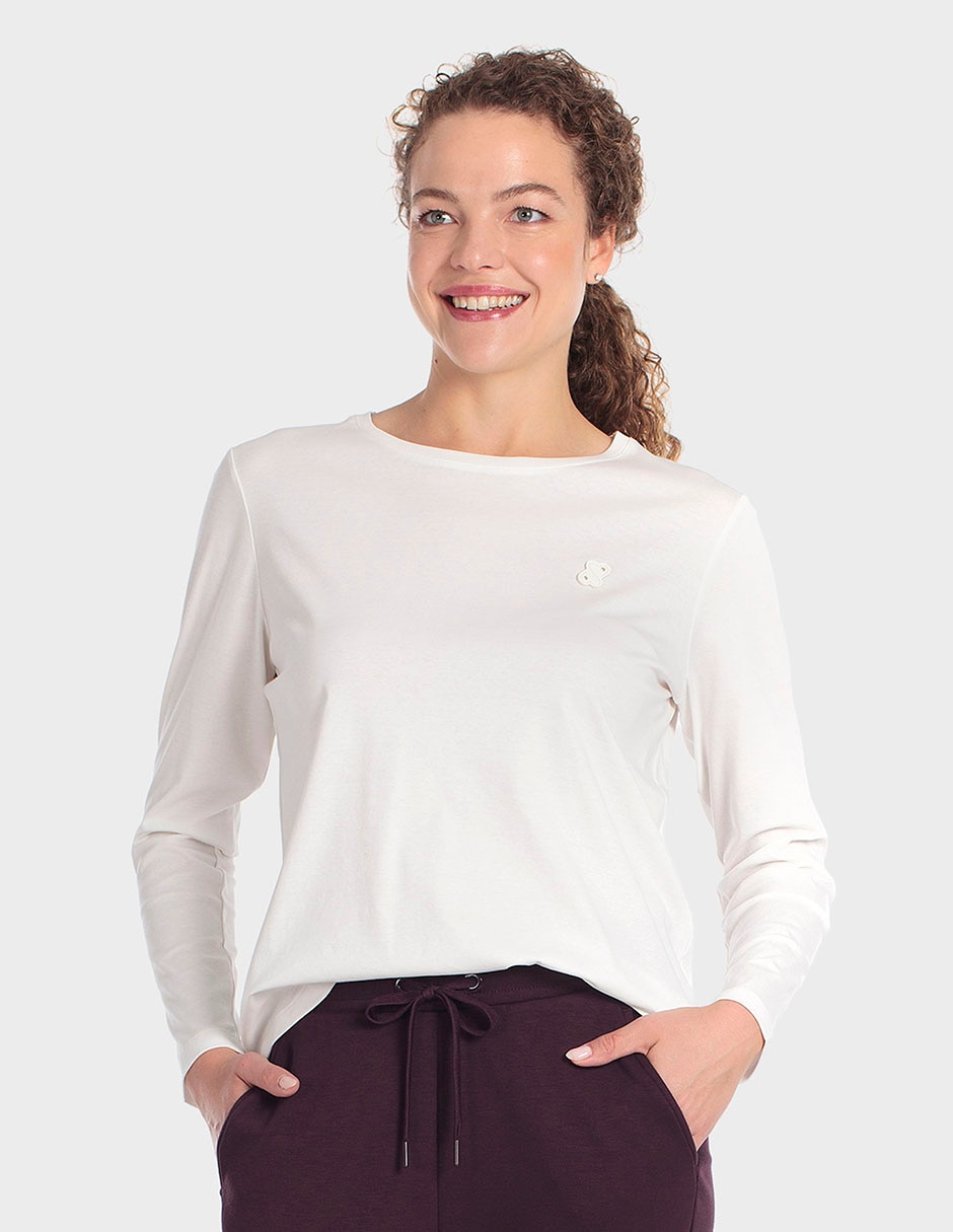 Playera manga larga cuello redondo para mujer Playera manga larga cuello redondo para mujer