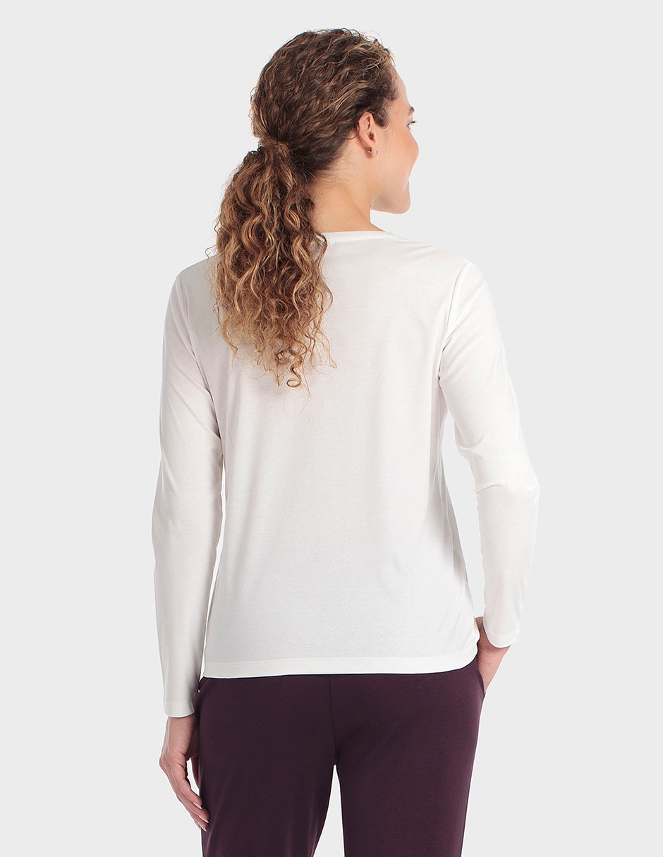 Playera manga larga cuello redondo para mujer 2