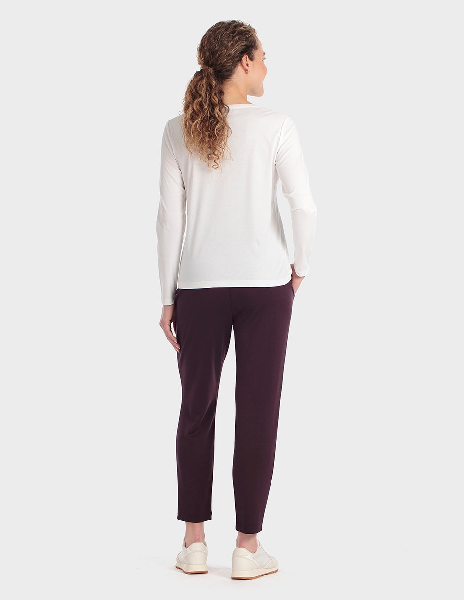 Playera manga larga cuello redondo para mujer 4