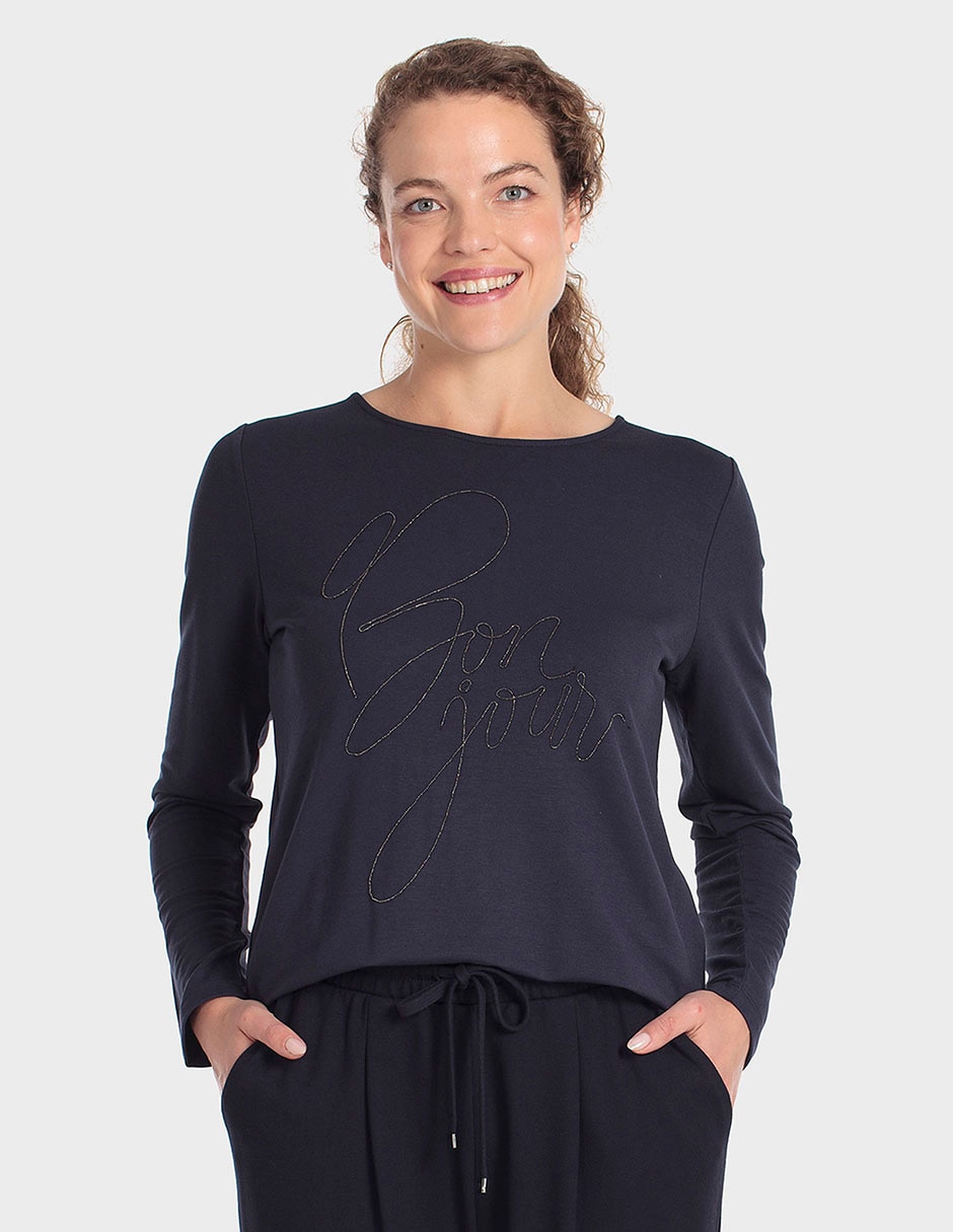 Playera manga larga cuello redondo para mujer Playera manga larga cuello redondo para mujer