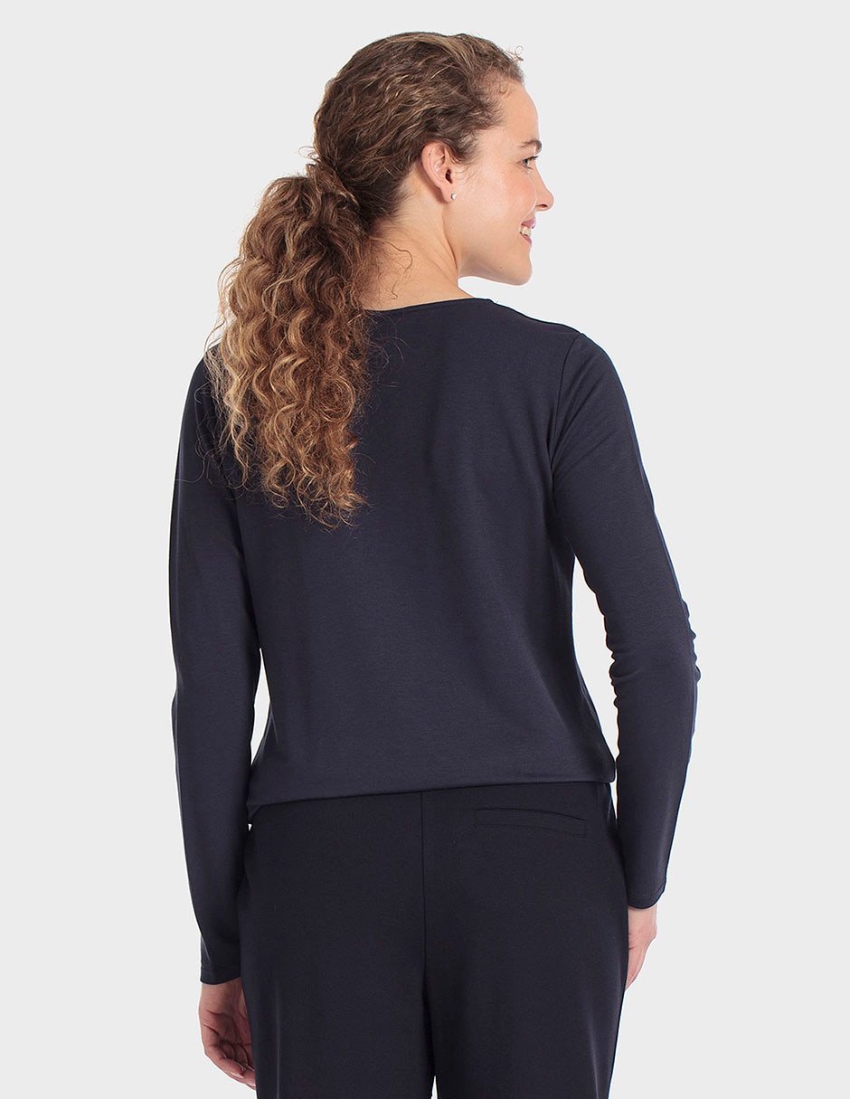 Playera manga larga cuello redondo para mujer 3