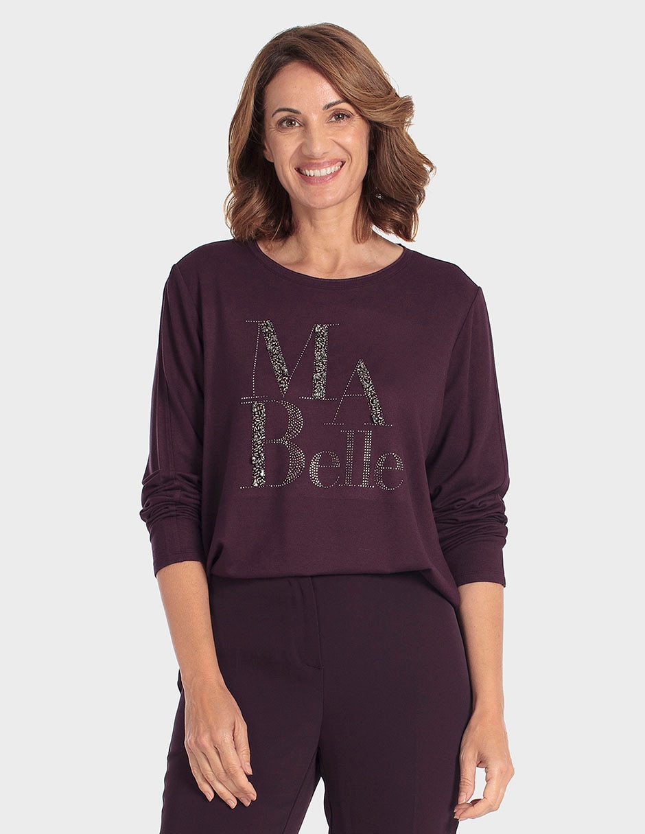 Playera manga larga cuello redondo para mujer Playera manga larga cuello redondo para mujer