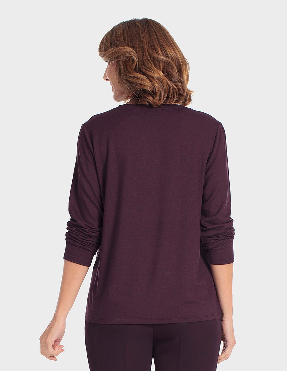Playera manga larga cuello redondo para mujer 2