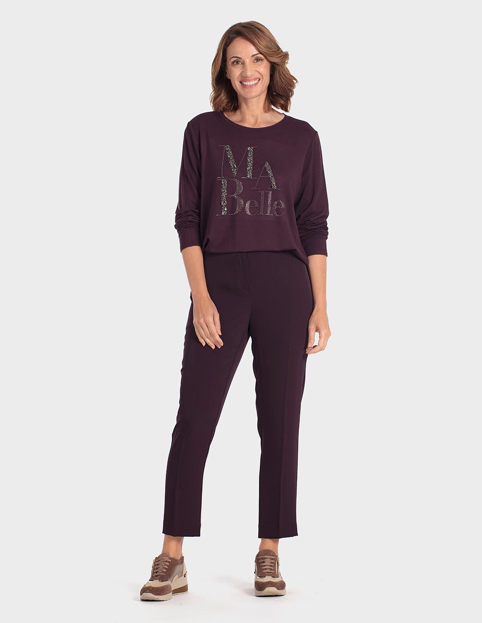 Playera manga larga cuello redondo para mujer 3