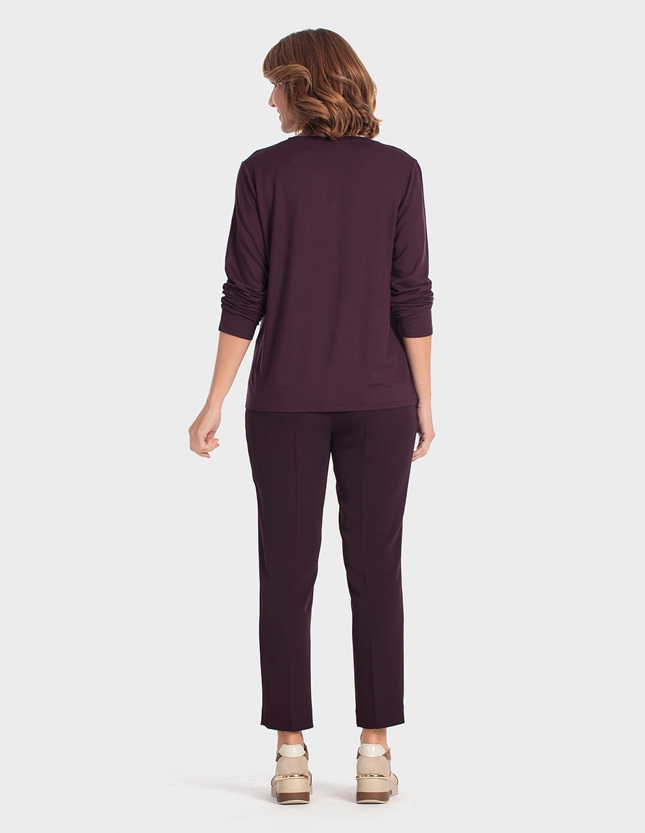 Playera manga larga cuello redondo para mujer 4
