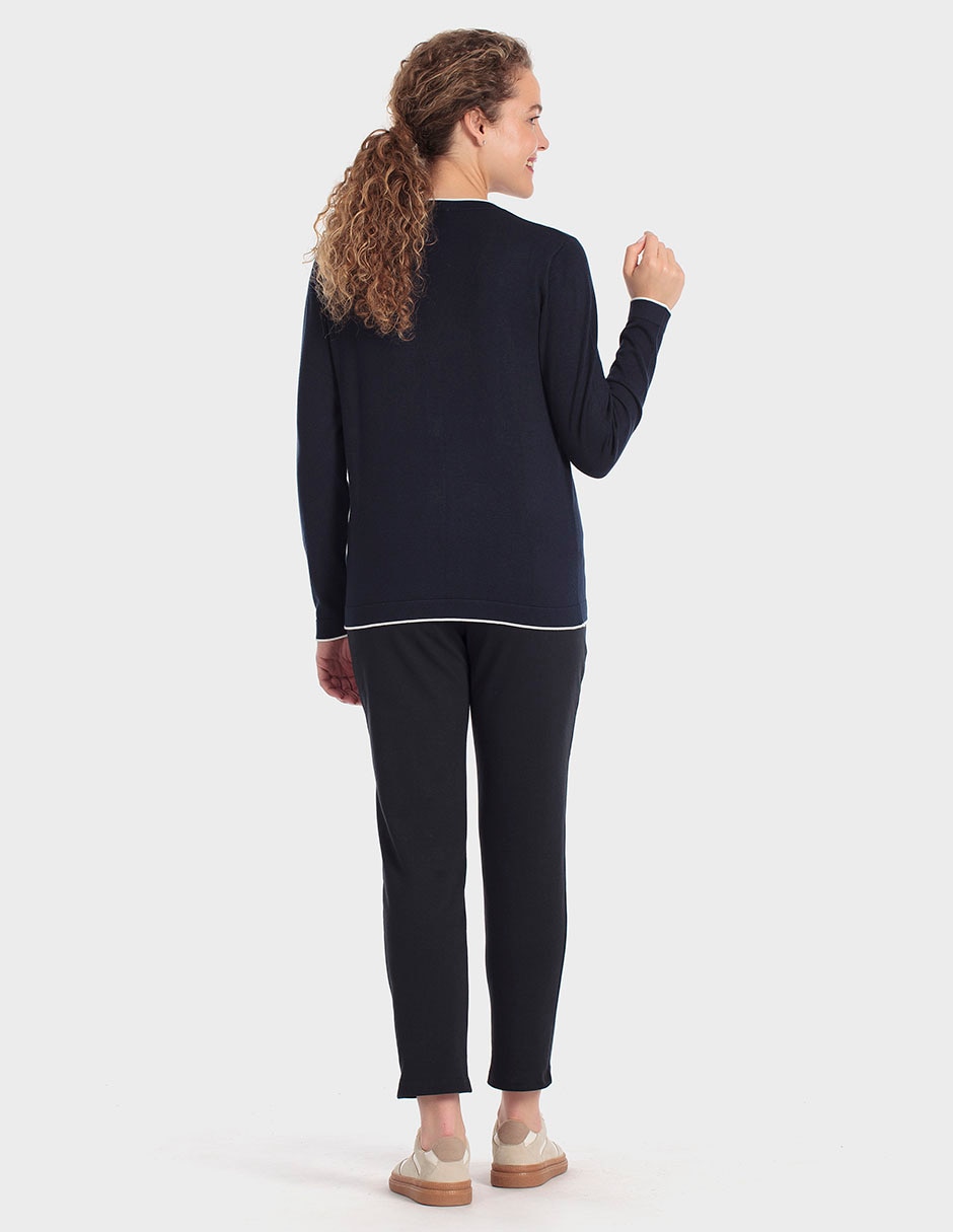 Suéter cuello V para mujer 4
